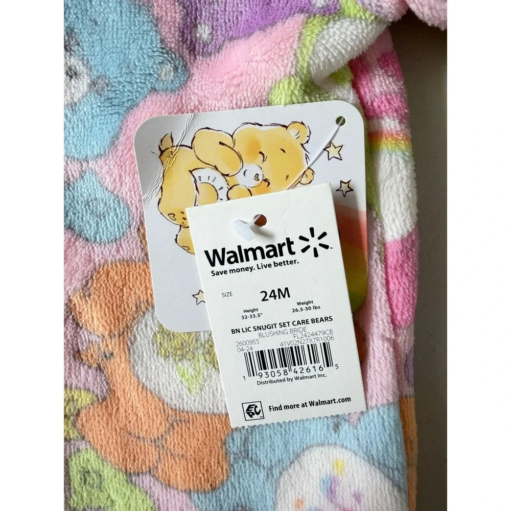 Care Bears Baby Snugit Pajama Set Pink Multi Fleece 24M NWT New